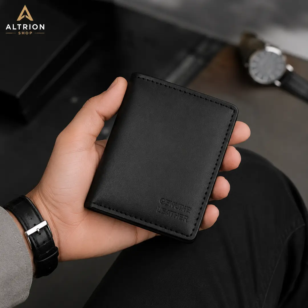 Premium Genuine Leather Black Bifold Wallet for Men | Slim Card Holder & Cash Wallet