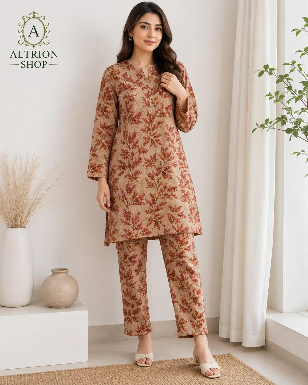 Altrion Shop Women's Floral Printed Shirt Trouser Fabric | Premium Casual Wear