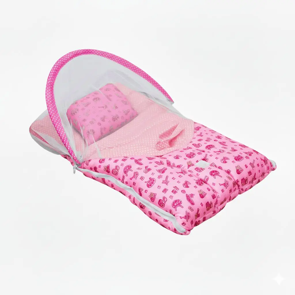 Baby Textured Baby Bed With Mosquito Net