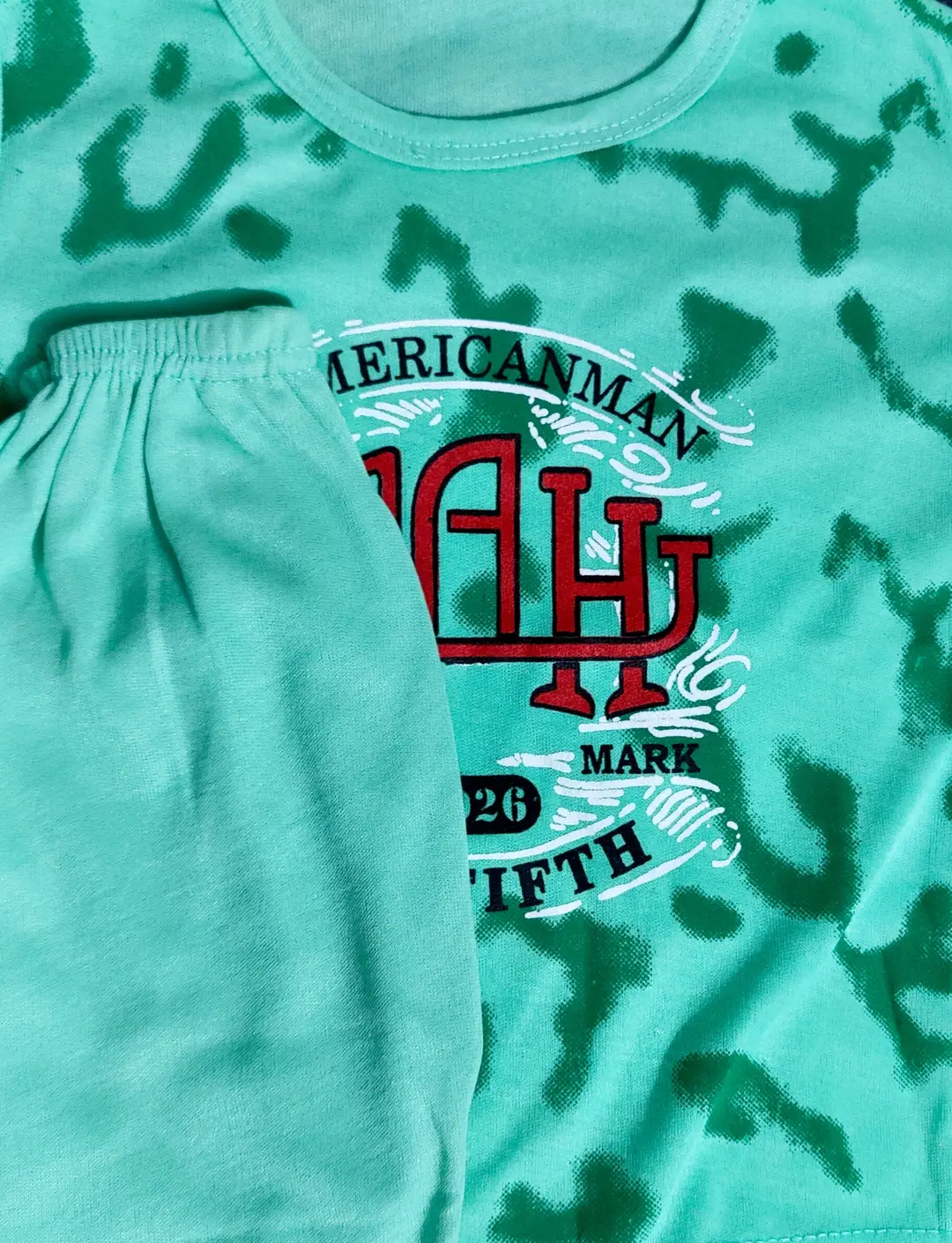 Printed Cotton Tracksuit for Boys - 2 Pcs Set - Size 1-2 Years in Green