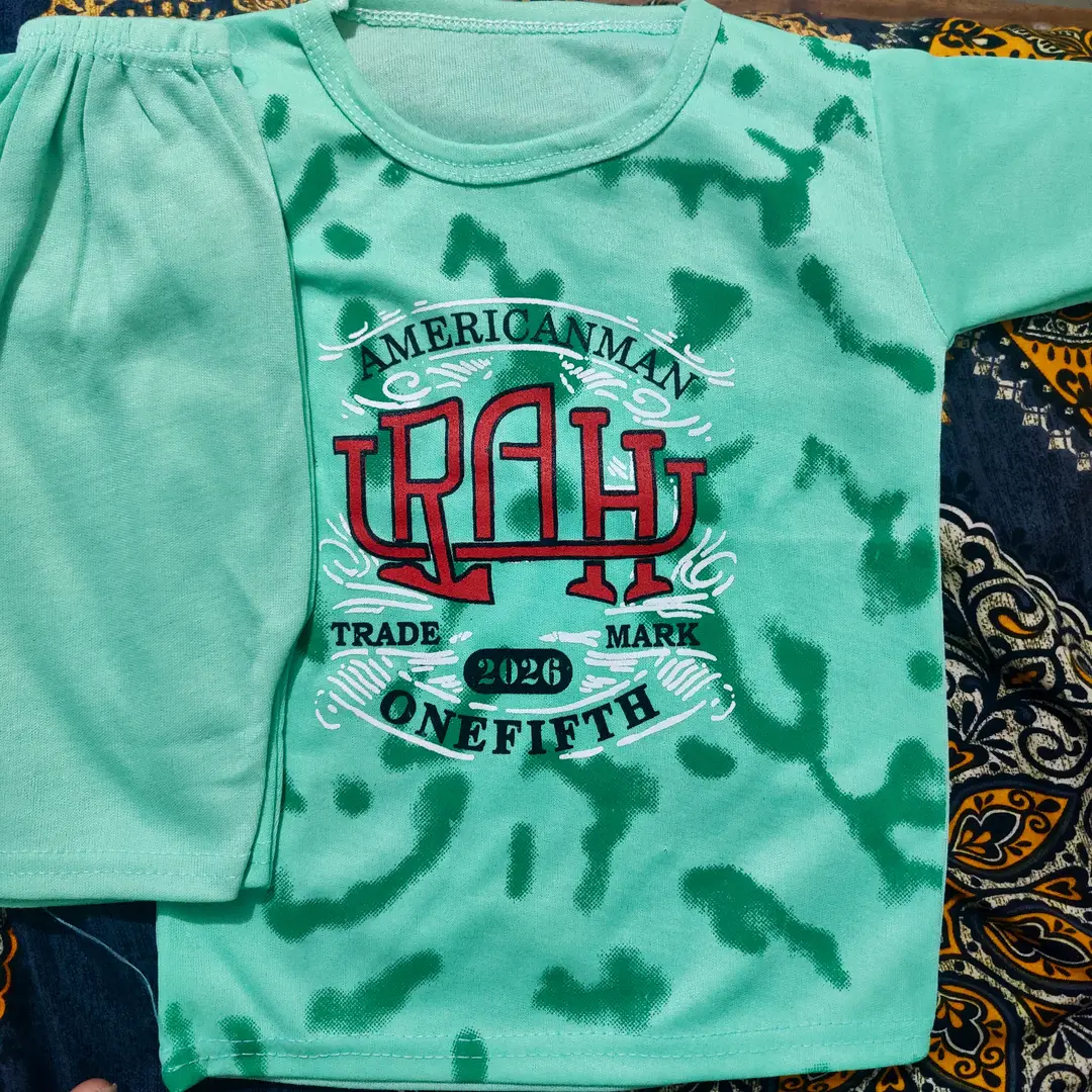 Printed Cotton Tracksuit for Boys - 2 Pcs Set - Size 1-2 Years in Green