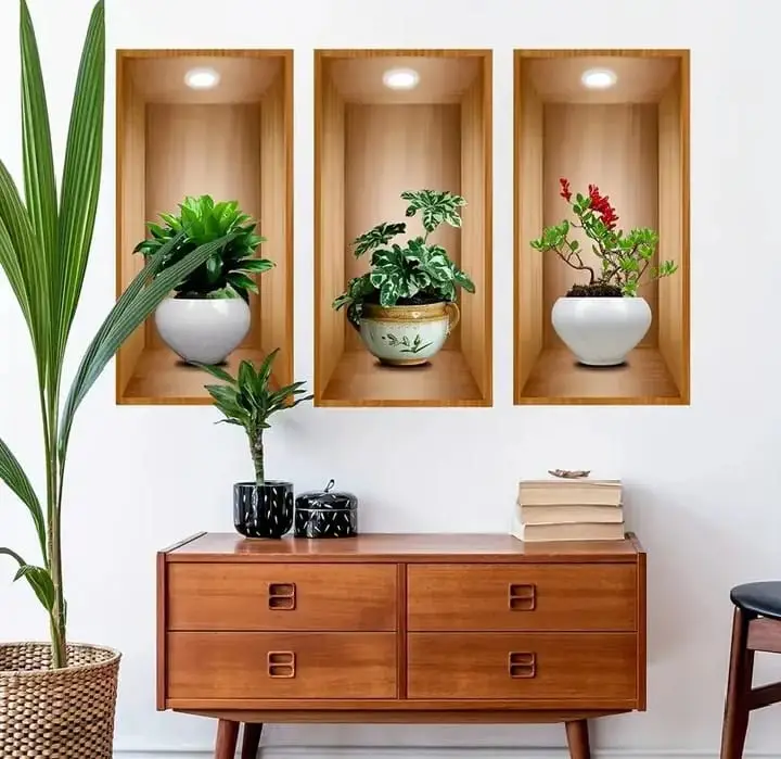 3D Flower pott wall stickers pack of 3