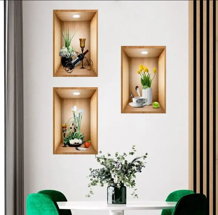 3D Flower pott wall stickers pack of 3