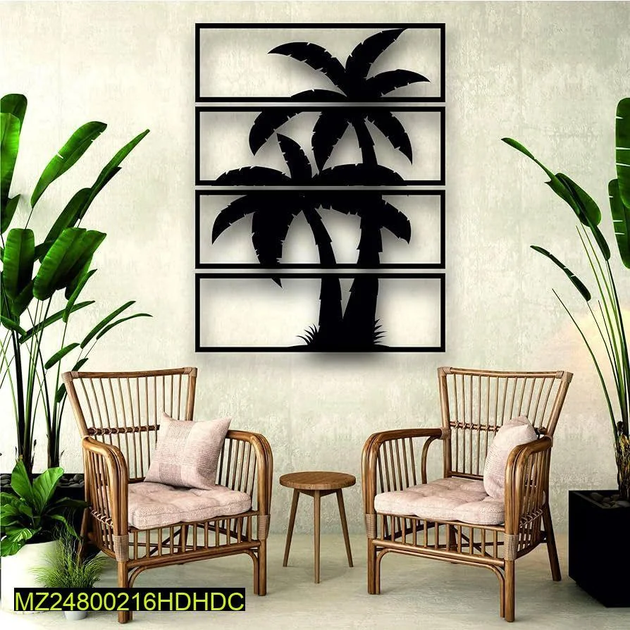 Modern Tropical Palm Wall Art Black 3D Chipboard 16x24