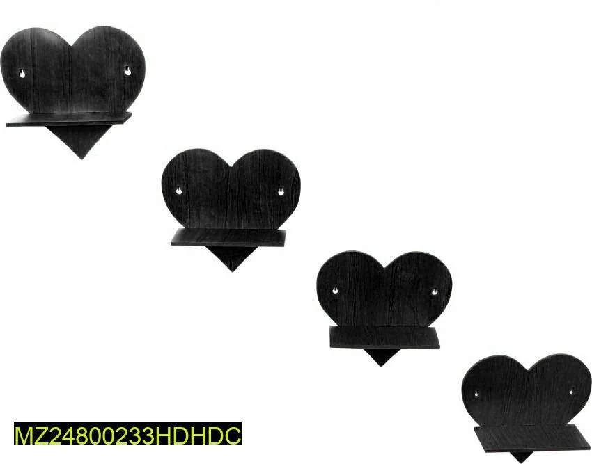 Modern 3D Heart Wall Hanging Set of 3 Black