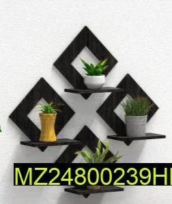 Modern Wall Hanging Shelf Set of 3, Black Abstract Art Decor