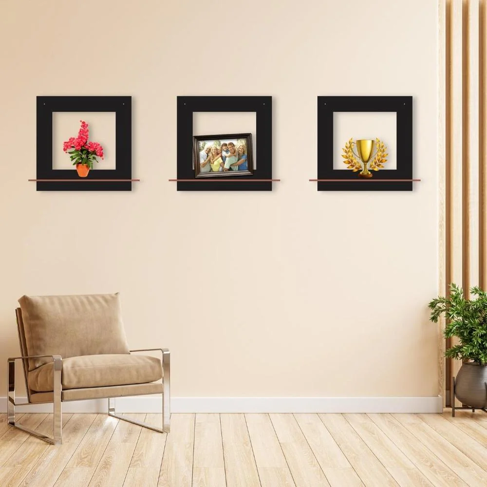Square Wall Shelves Set of 3 for Home Decor