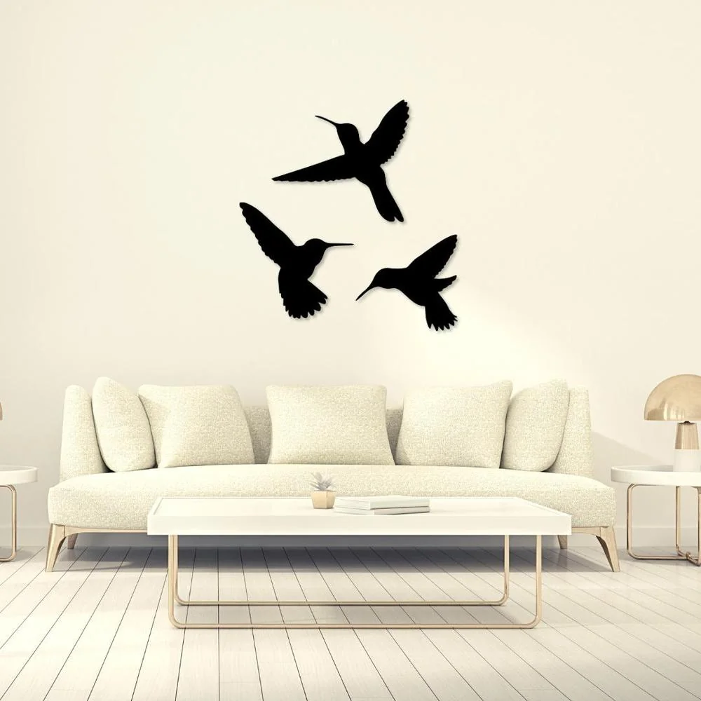 Wall Decor Sparrow Set of 3 Black Birds Art