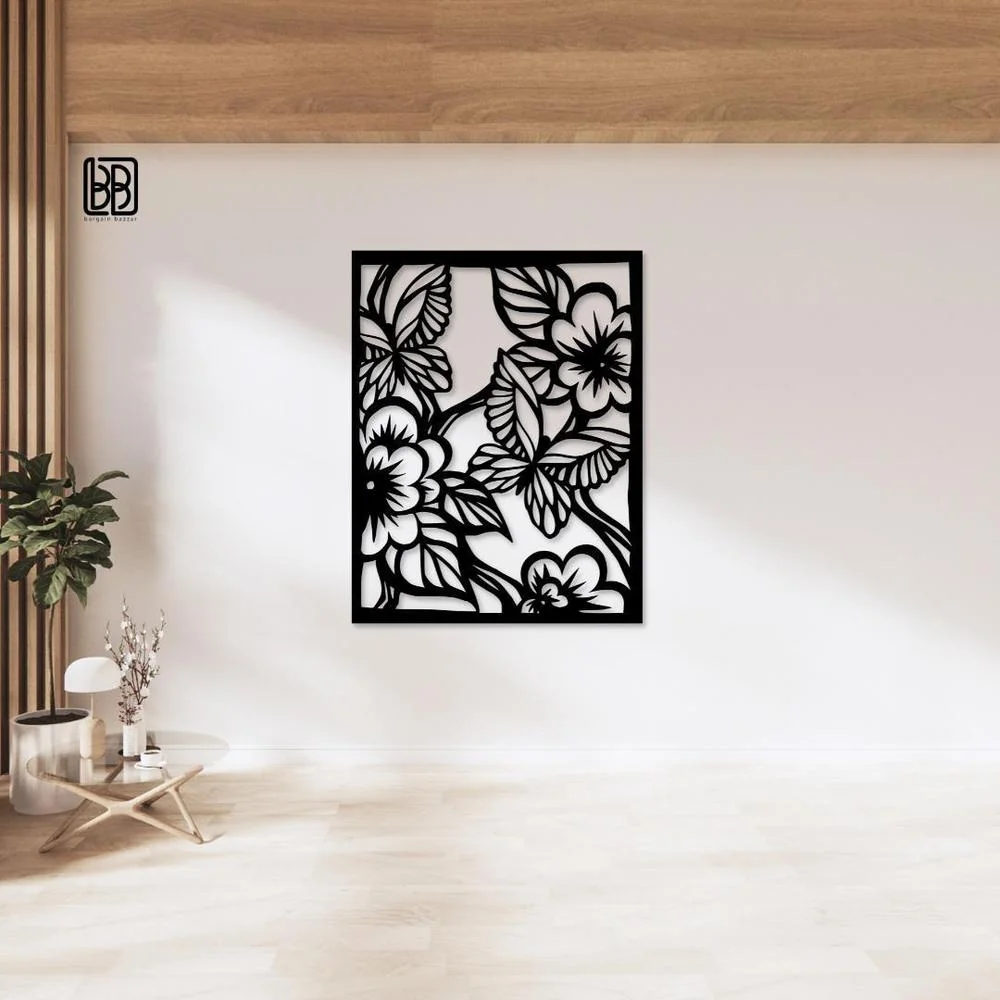 Black Floral Butterfly Wall Art for Home Decor