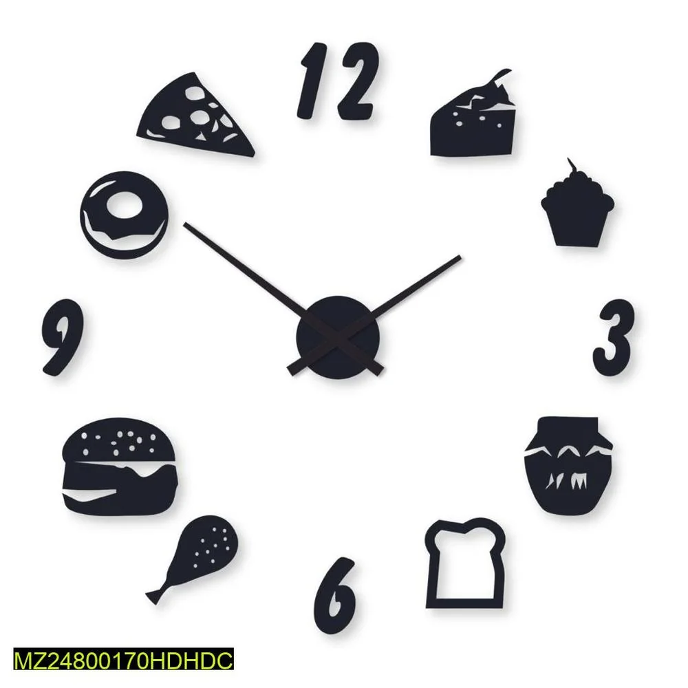 Food Theme Wall Clock 24x24 Inch Laminated Wood