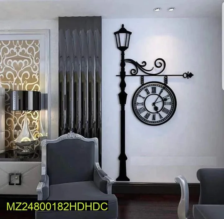 Black Street Lamp Wall Clock for Home Office