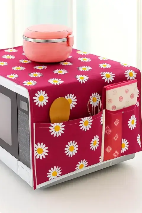 1 Pc Plastic Printed Microwave Oven Cover