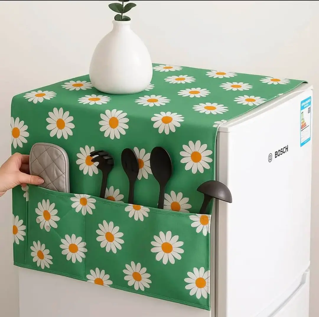 1 Pc Plastic Printed Refrigerator Cover 1