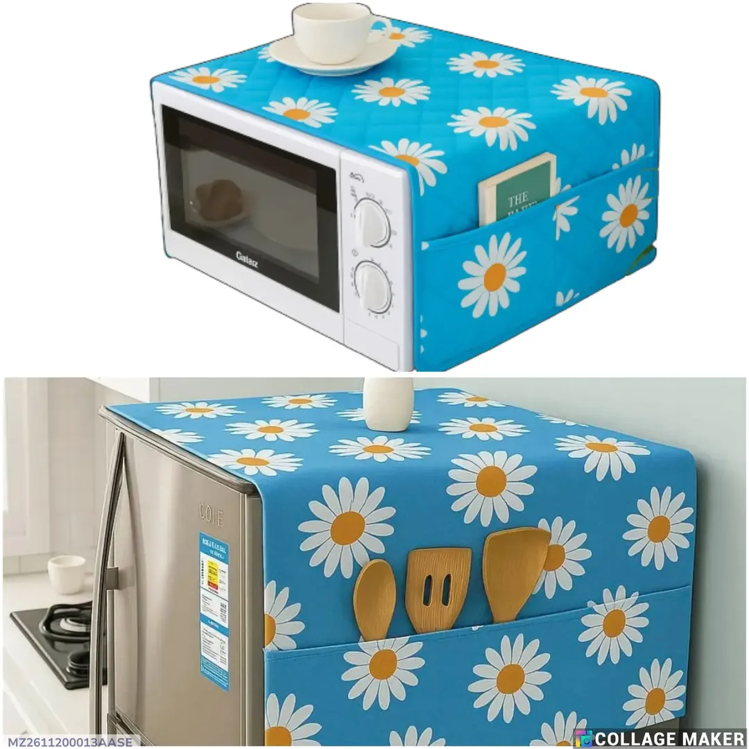 2 Pcs Plastic Printed Microwave Oven Cover