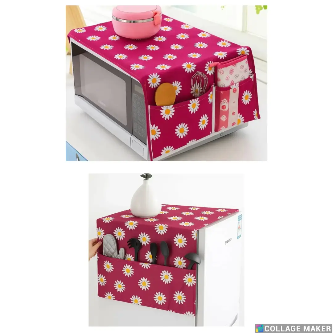 2 Pcs Plastic Printed Microwave Oven Cover
