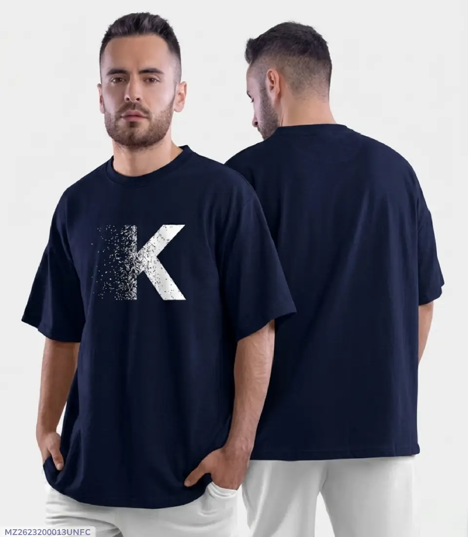 Premium Oversized Drop-Shoulder Graphic T-Shirt DTF High Quality Print Navy Blue