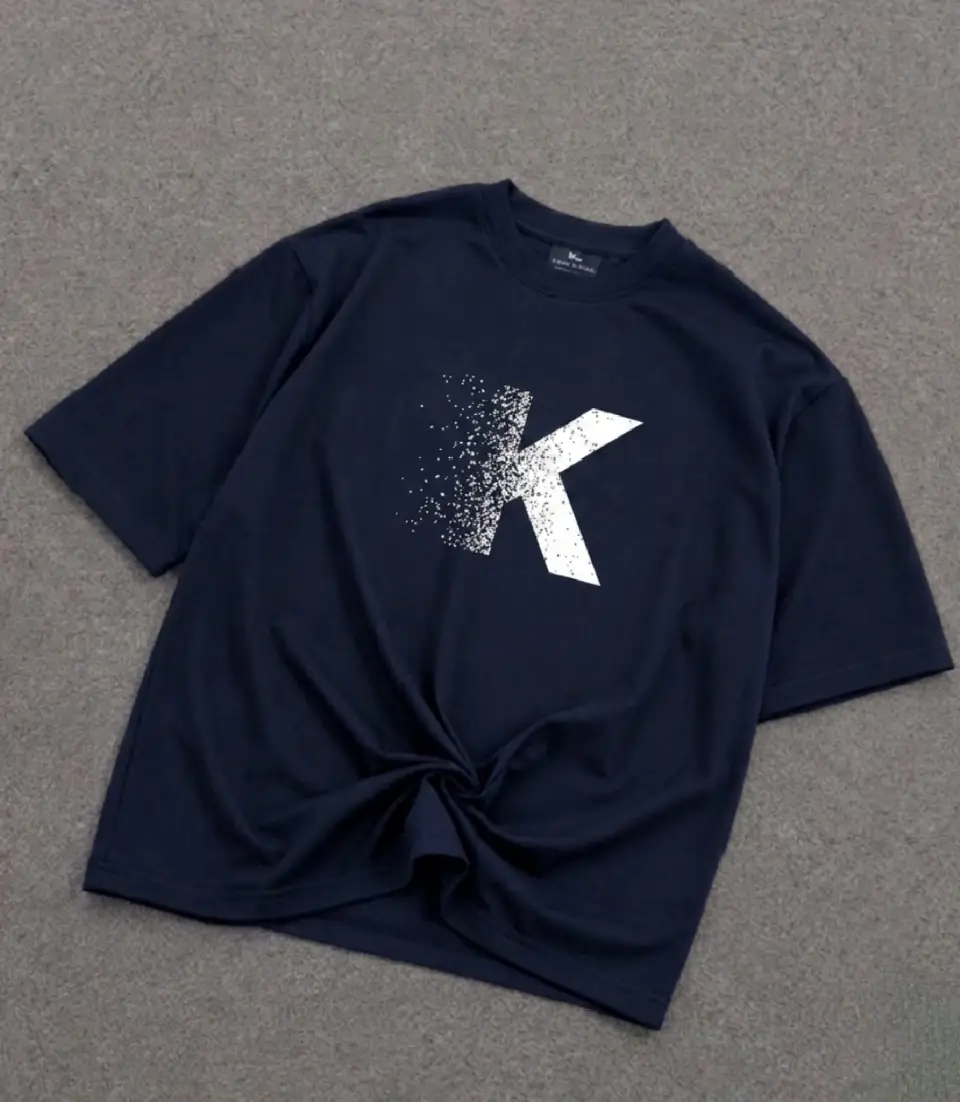 Premium Oversized Drop-Shoulder Graphic T-Shirt DTF High Quality Print Navy Blue