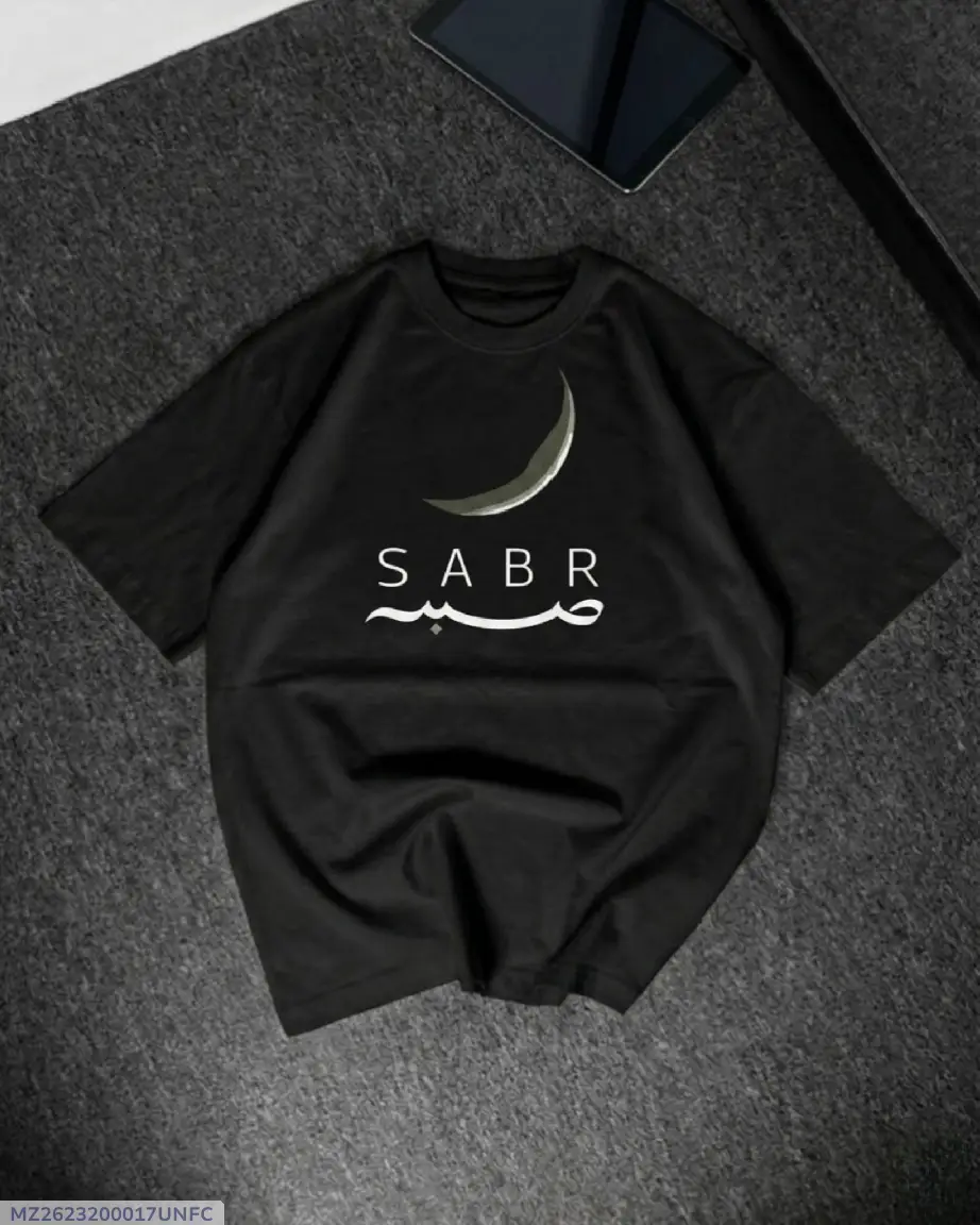 SABR Graphic Print Black Drop Shoulder T-Shirts for Men