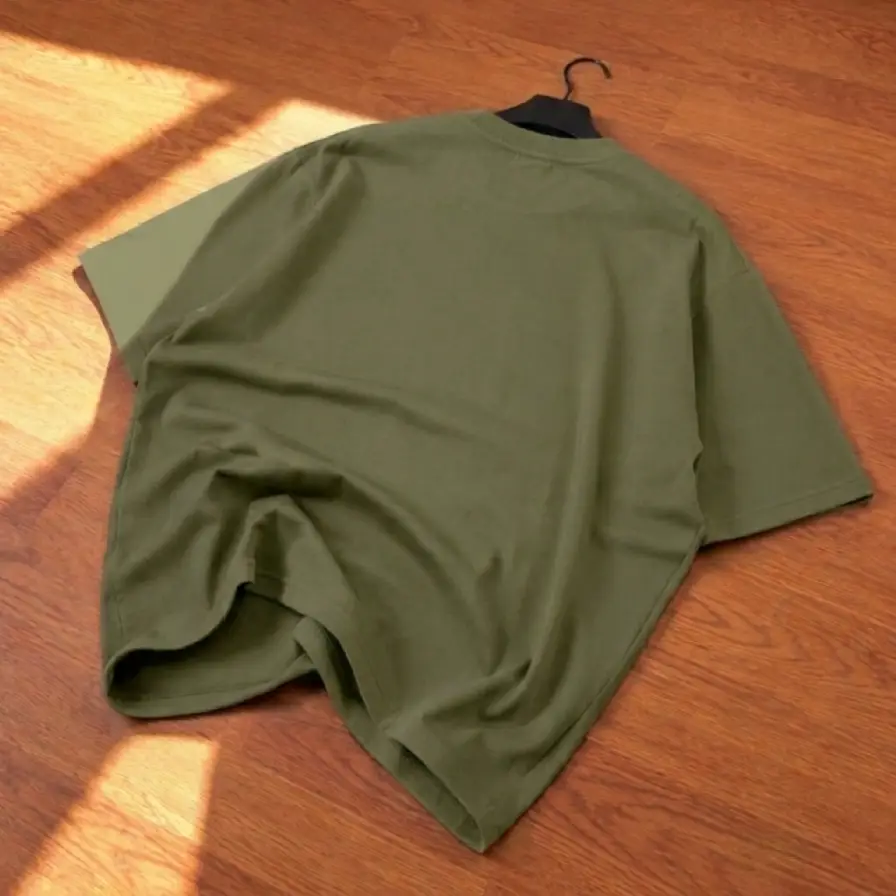 Premium Olive Green Oversized Drop Shoulder T-Shirt - Streetwear DTF Print