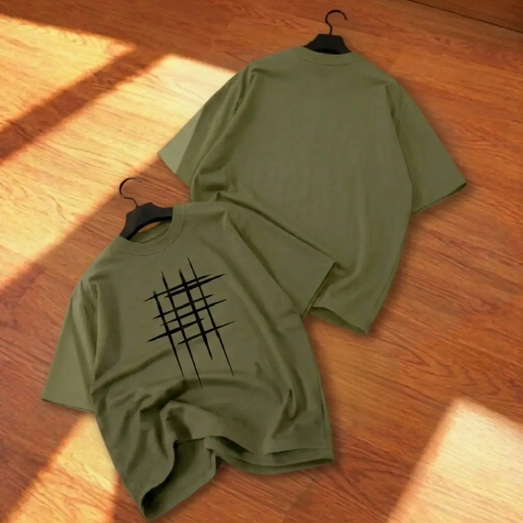 Premium Olive Green Oversized Drop Shoulder T-Shirt - Streetwear DTF Print