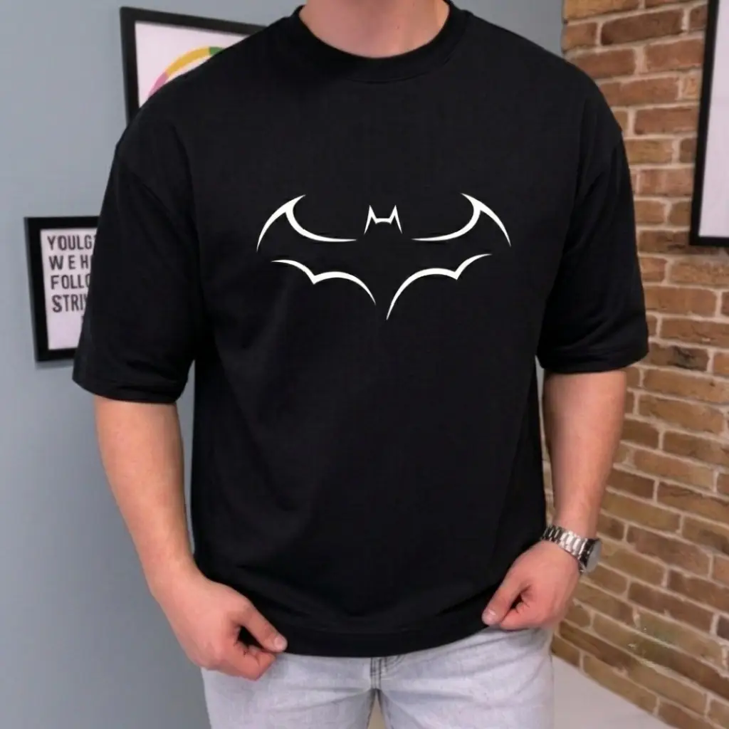 Premium Batman Logo Drop Shoulder T-Shirts - Oversized Fit
