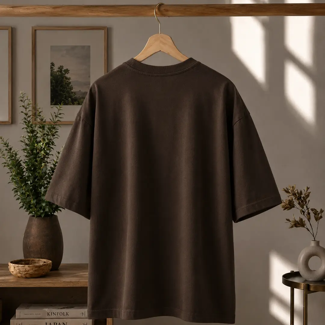 Premium Batman Graphic Drop Shoulder Brown T-Shirt - Oversized PC Fabric Tee
