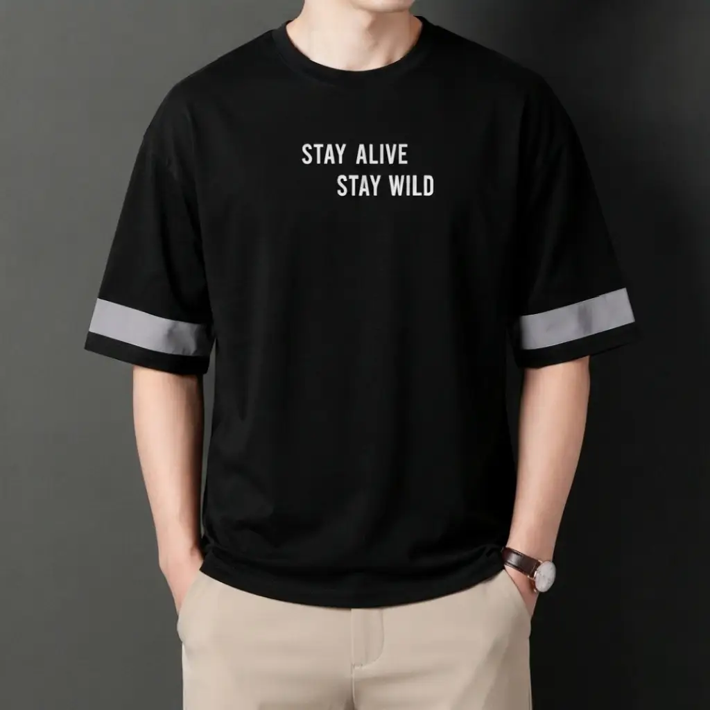 Premium Make Things Happen Graphic Drop Shoulder Black T-Shirt - Oversized PC Fabric Tee