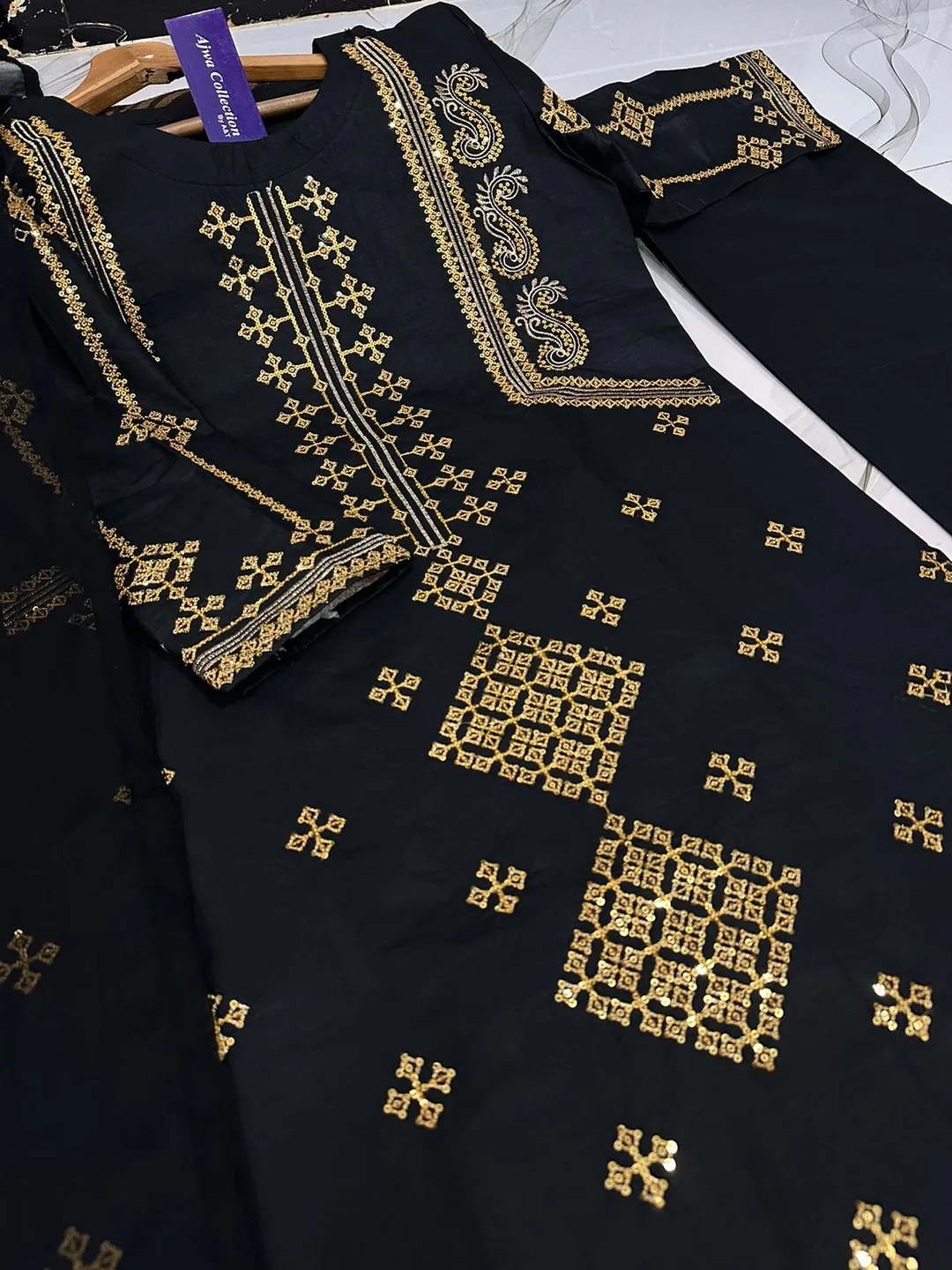 3 Pcs Women's Stitched Cotton Embroidered Suit