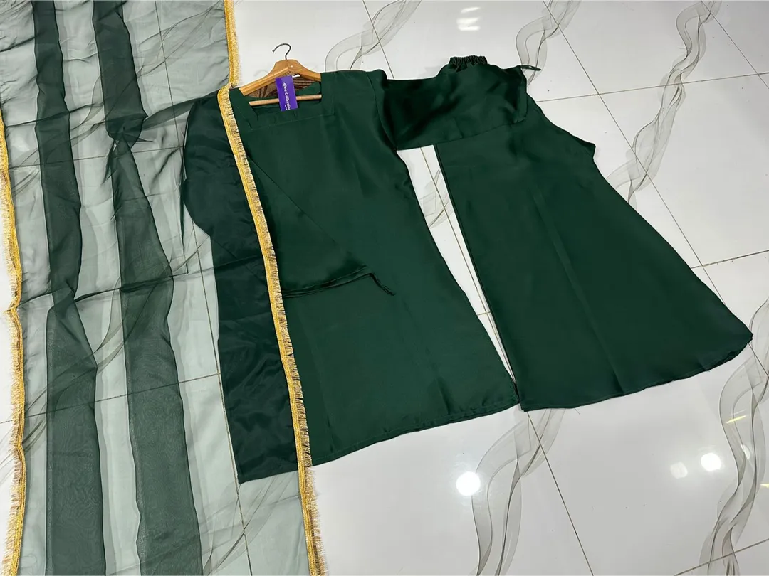 3 Pcs Women's Stitched Silk Lace Work Suit