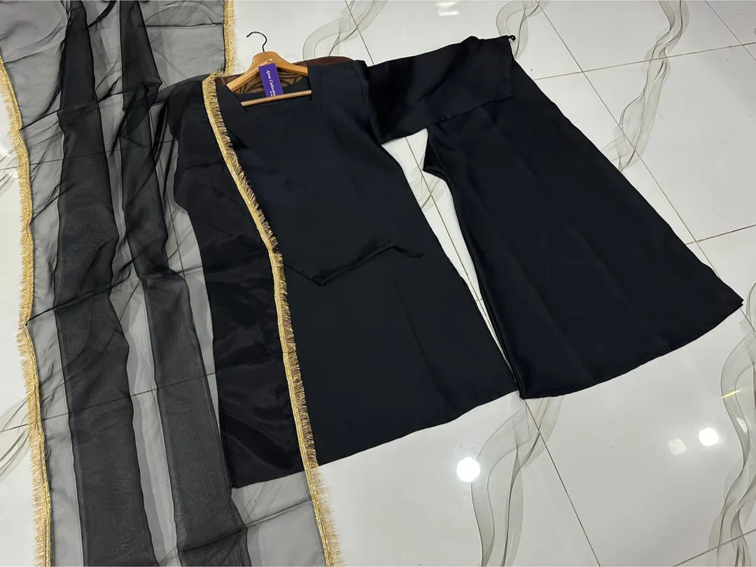 3 Pcs Women's Stitched Silk Lace Work Suit