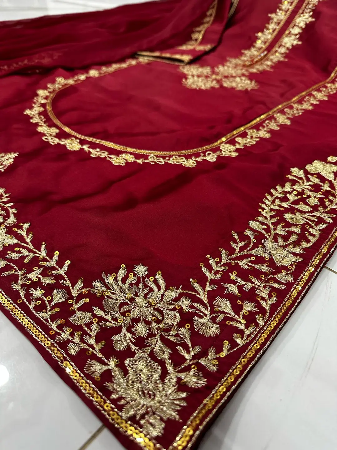 3 Pcs Women's Stitched Shamoz Silk Sequins Embroidered Suit