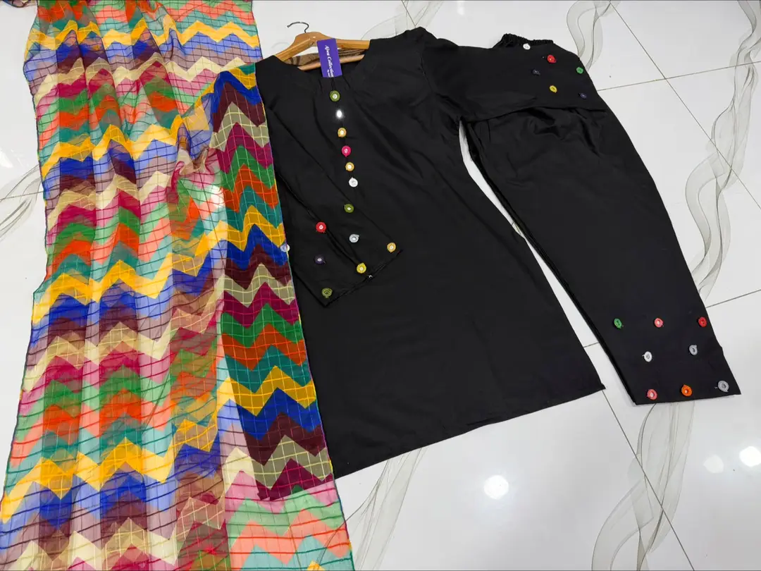 3 Pcs Women's Stitched Cotton Sheesha Work Suit
