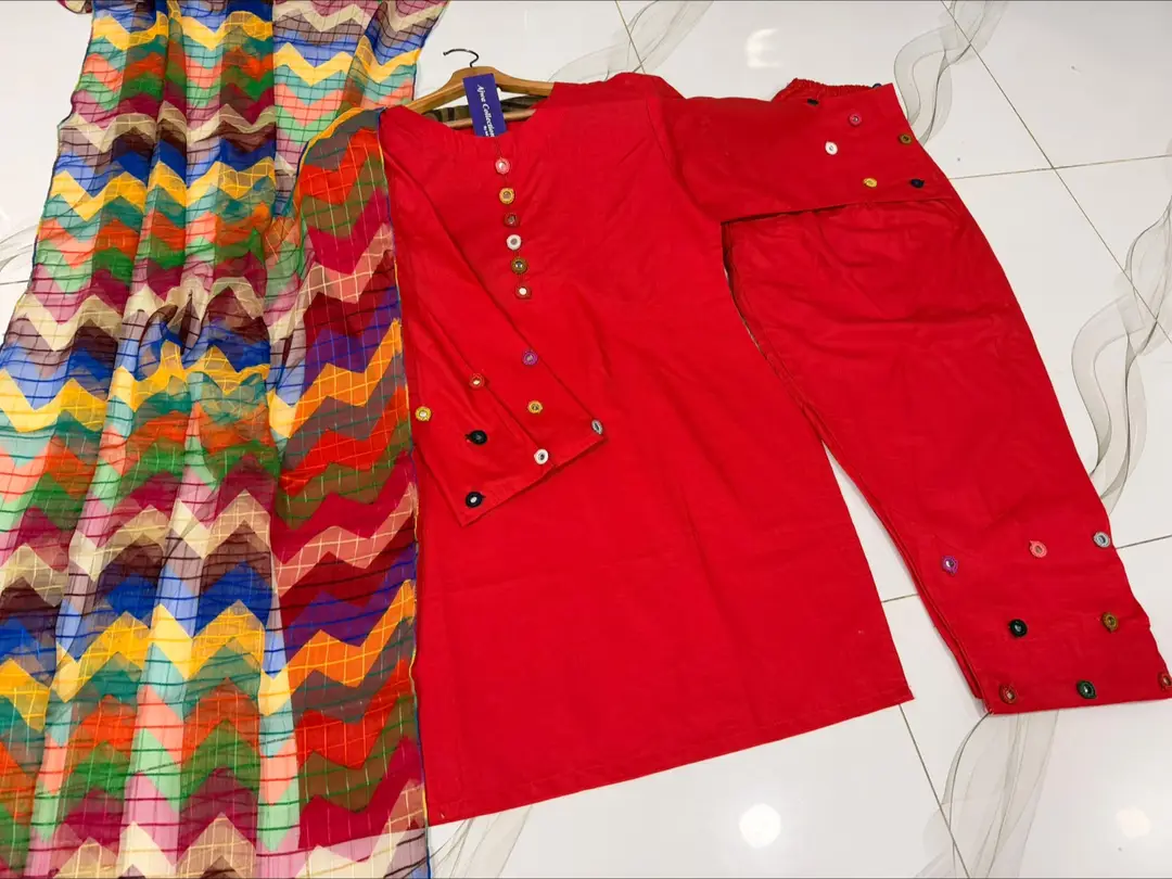 3 Pcs Women's Stitched Cotton Sheesha Work Suit