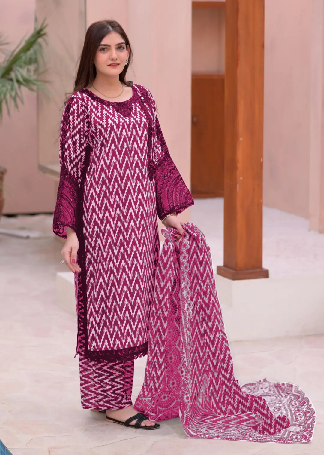 3 Pcs Women's Stitched Lawn Printed Suit
