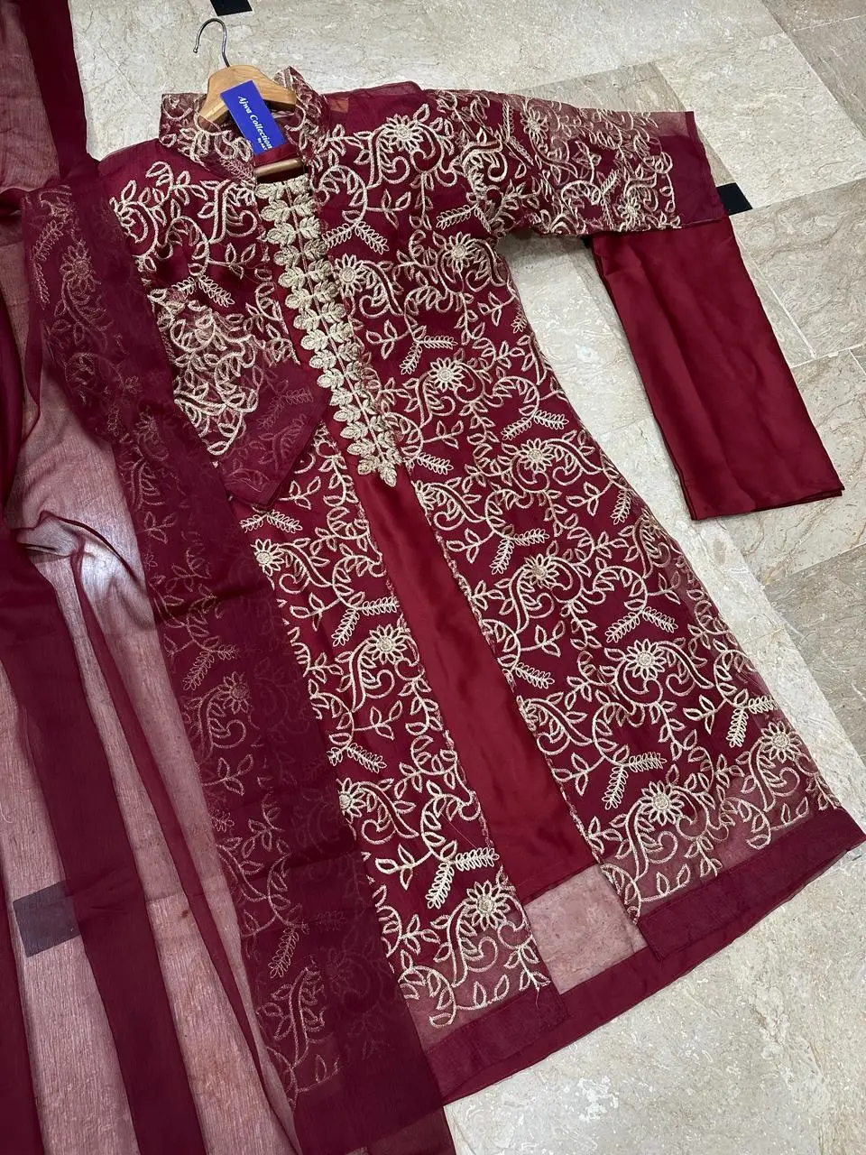 4 Pcs Women's Stitched Shamoz Silk Embroidered Suit