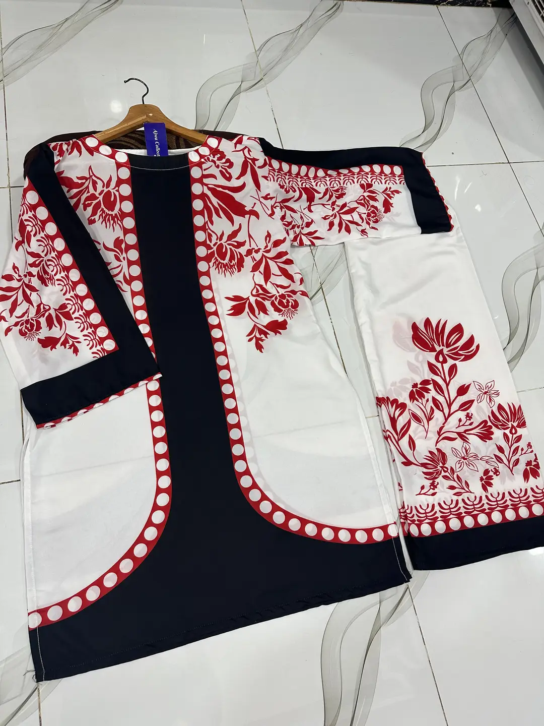 2 Pcs Women's Stitched Lawn Printed Shirt And Trouser