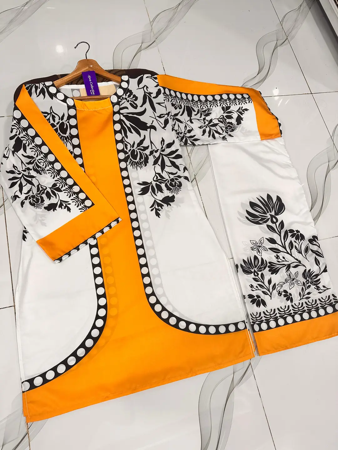 2 Pcs Women's Stitched Lawn Printed Shirt And Trouser