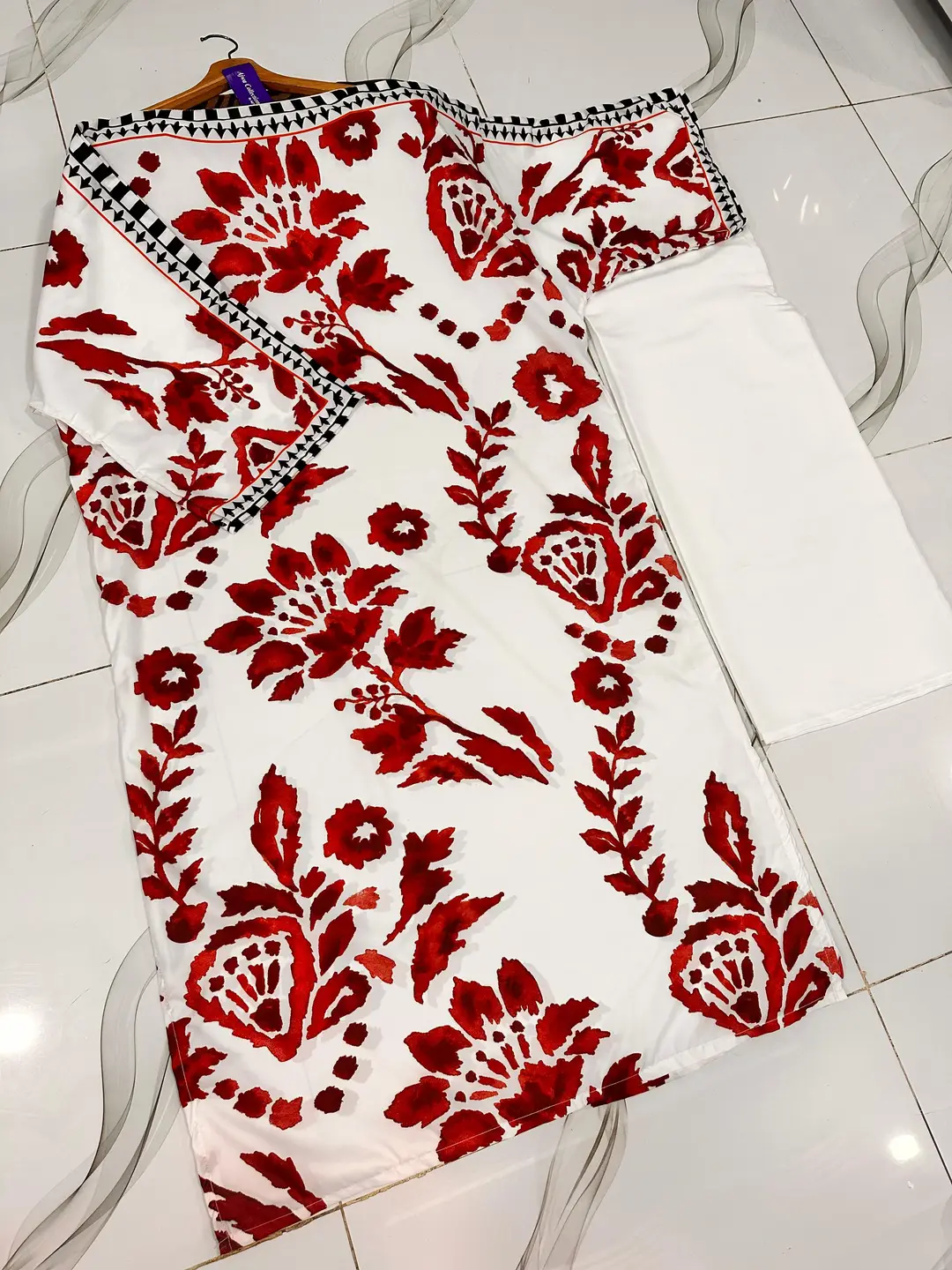 2 Pcs Women's Stitched Swiss Lawn Printed Shirt And Trouser