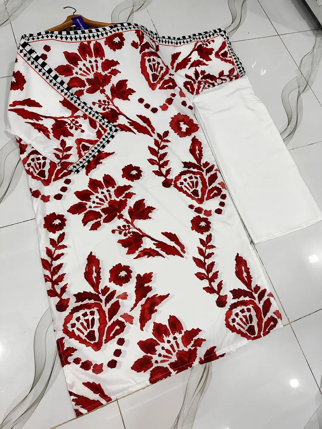 2 Pcs Women's Stitched Swiss Lawn Printed Shirt And Trouser