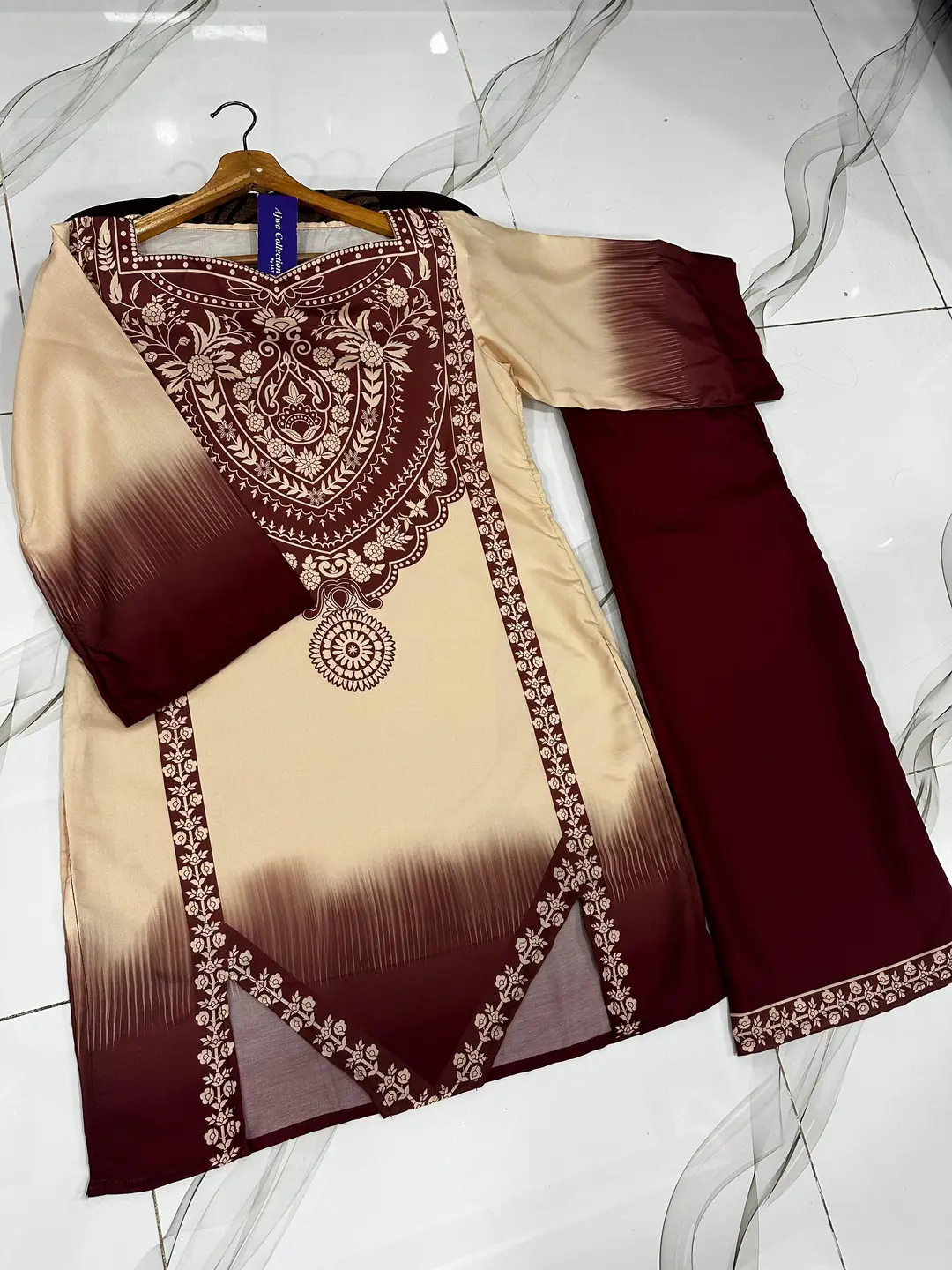 2 Pcs Women's Stitched Swiss Lawn Printed Co-Ord Set