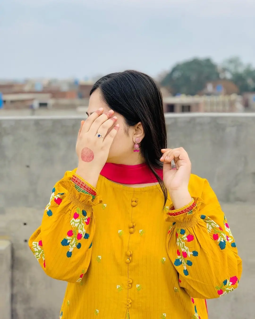 2 Pcs Women's Stitched Cotton Embroidered Shirt And Trouser
