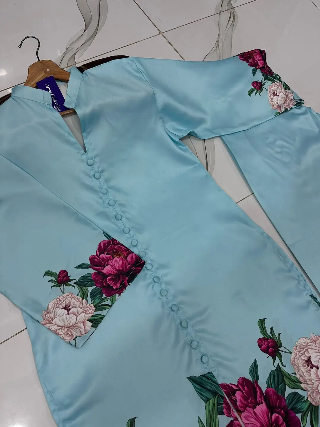 2 Pcs Women's Stitched Silk Printed Co-Ord Set