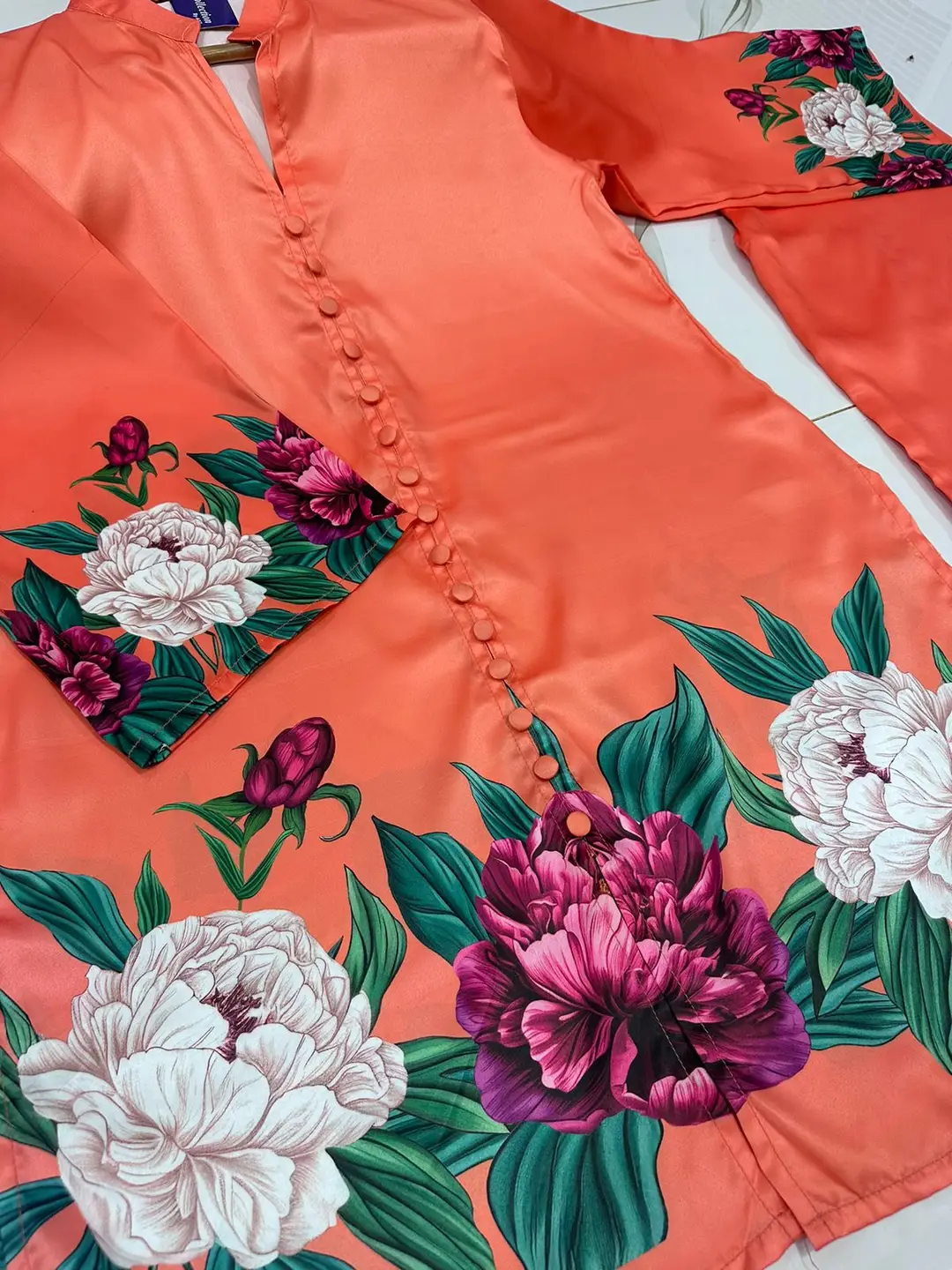 2 Pcs Women's Stitched Silk Printed Co-Ord Set