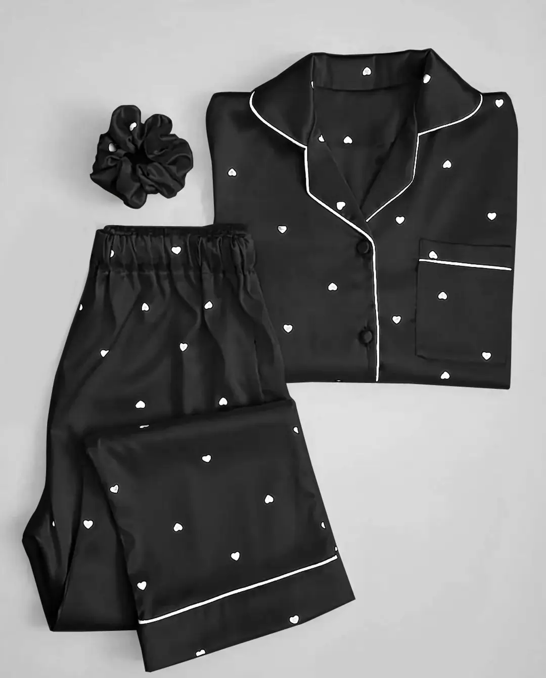 2 Pcs Women's Stitched Silk Printed Night Suit