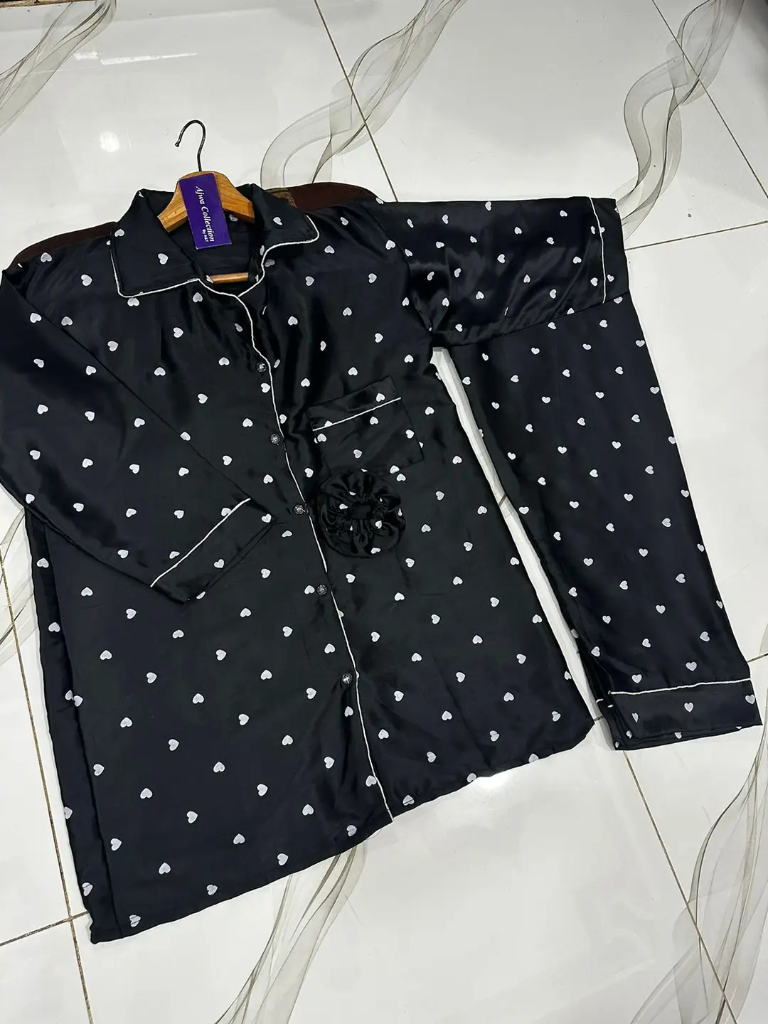 2 Pcs Women's Stitched Silk Printed Night Suit