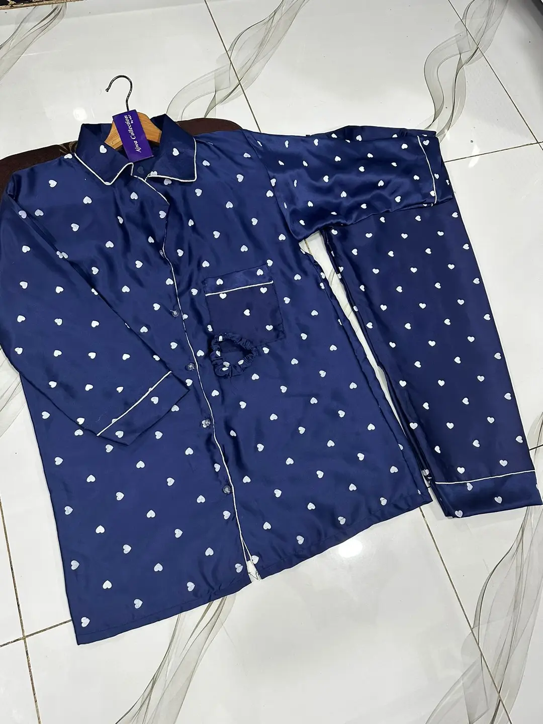2 Pcs Women's Stitched Silk Printed Night Suit