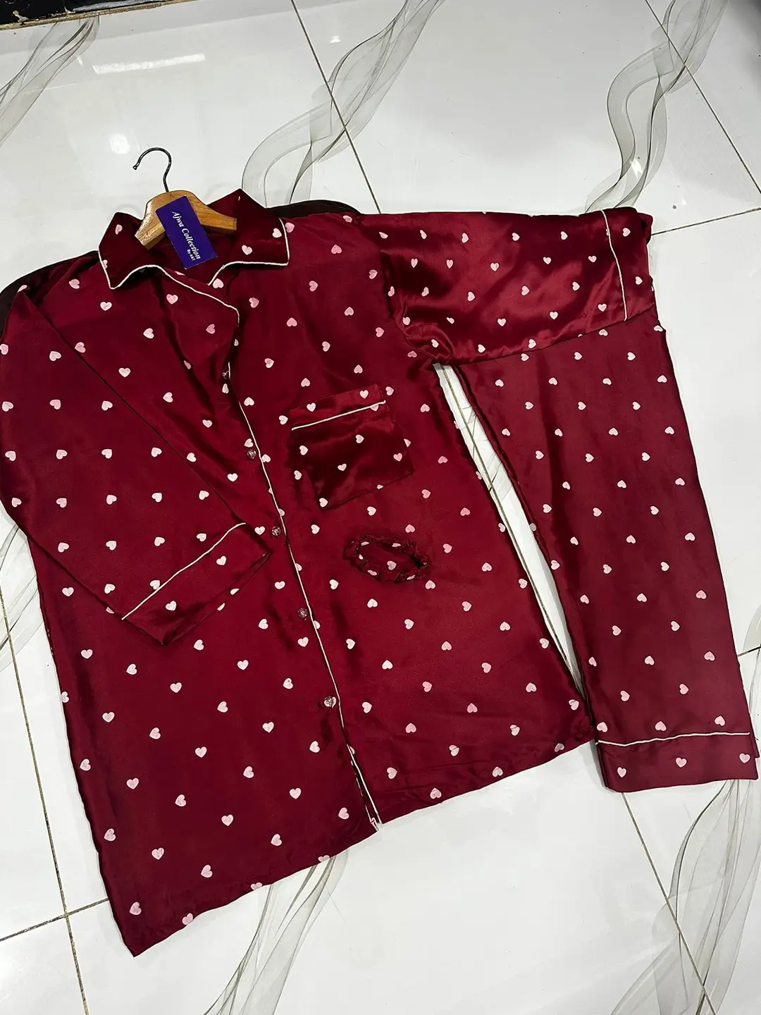 2 Pcs Women's Stitched Silk Printed Night Suit