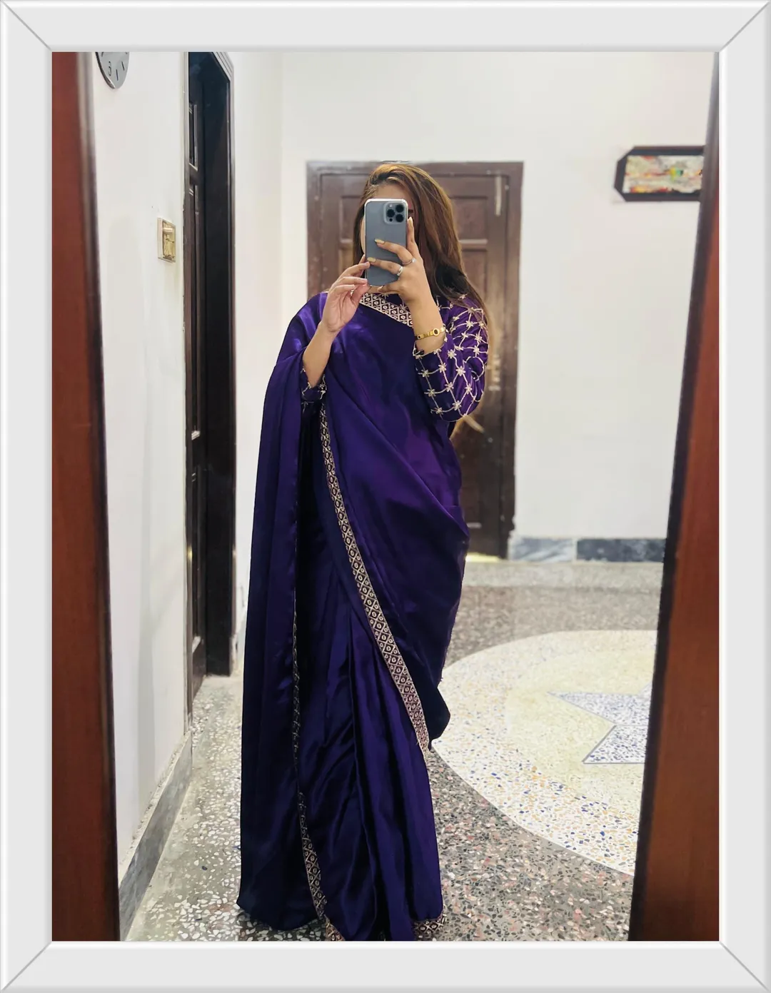 2 Pcs Women's Stitched Shamoz Silk Embroidered Maxi Suit