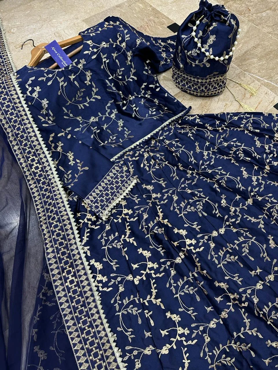 3 Pcs Women's Stitched Shamoz Silk Embroidered Maxi Suit