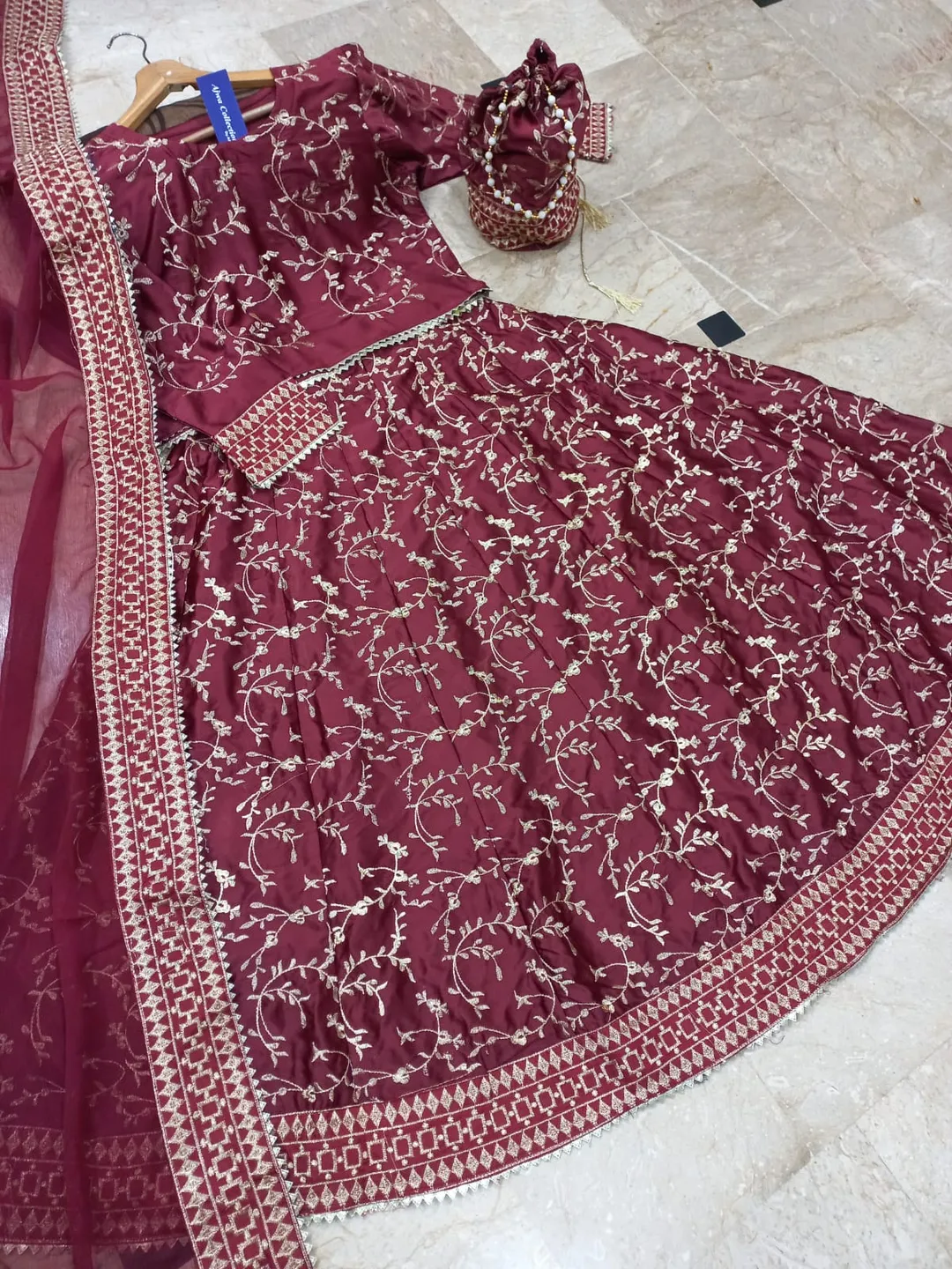 3 Pcs Women's Stitched Shamoz Silk Embroidered Maxi Suit